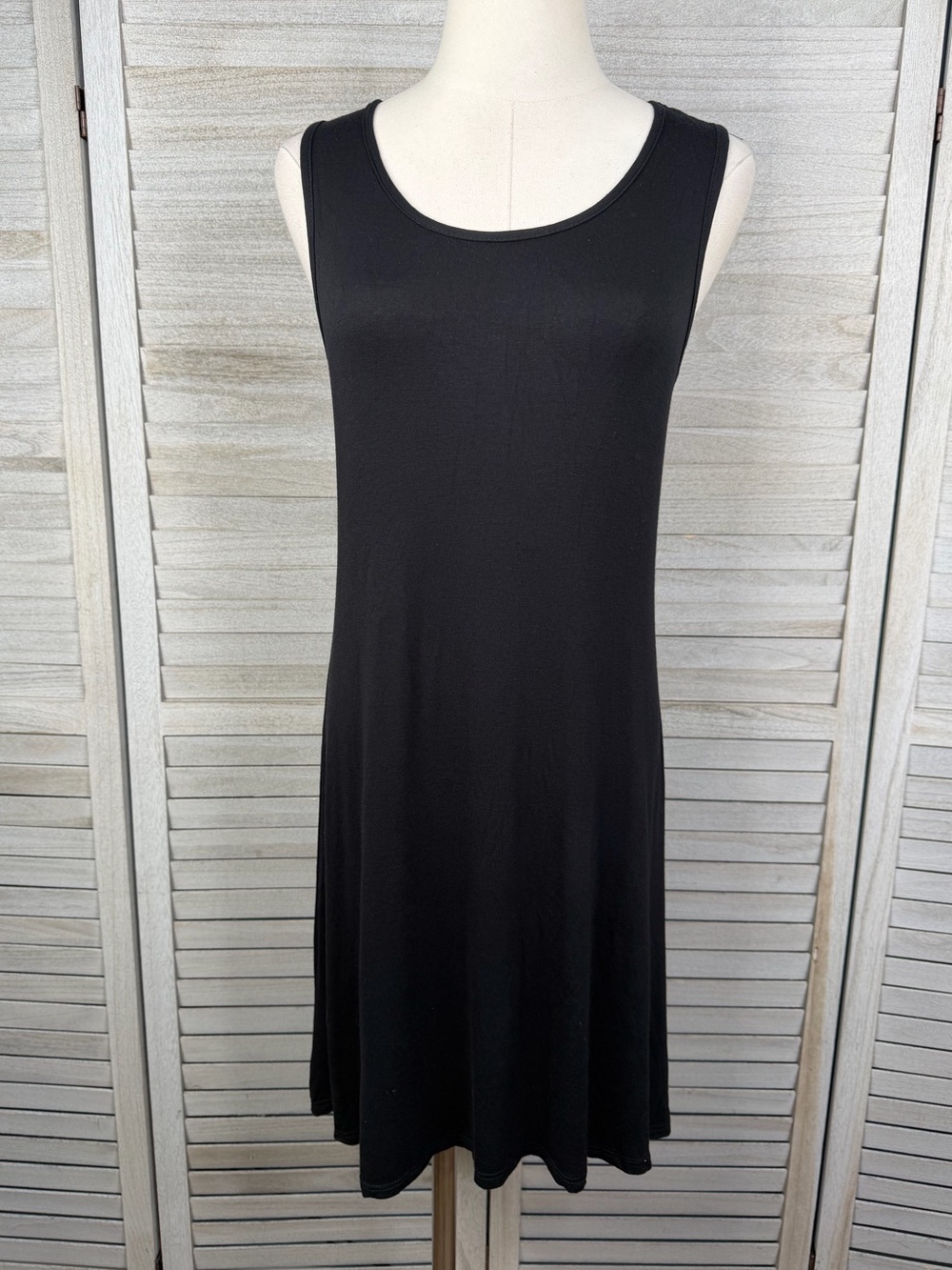 OLIVIA RAE Sleeveless Black Jersey Knit Casual A Line Tank Dress-Large